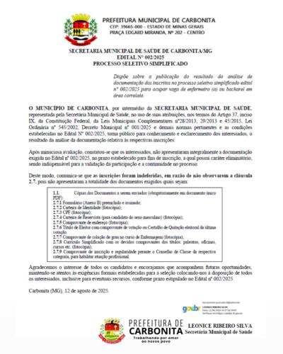 Resultado - Processo Seletivo Simplificado – Edital nº 002/2025