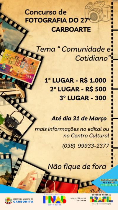 Inscrições abertas para o COncurso de fotografia do 27º Carboarte
