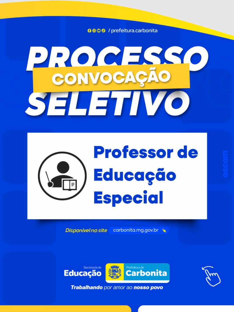 Convocação Vaga temporário Professor Educação Especial