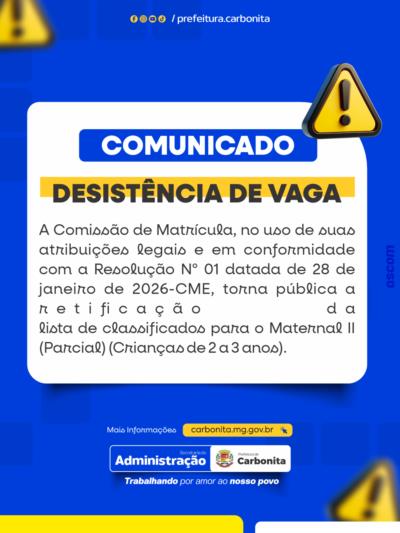 Retificação da Desistência de Vaga - Maternal II
