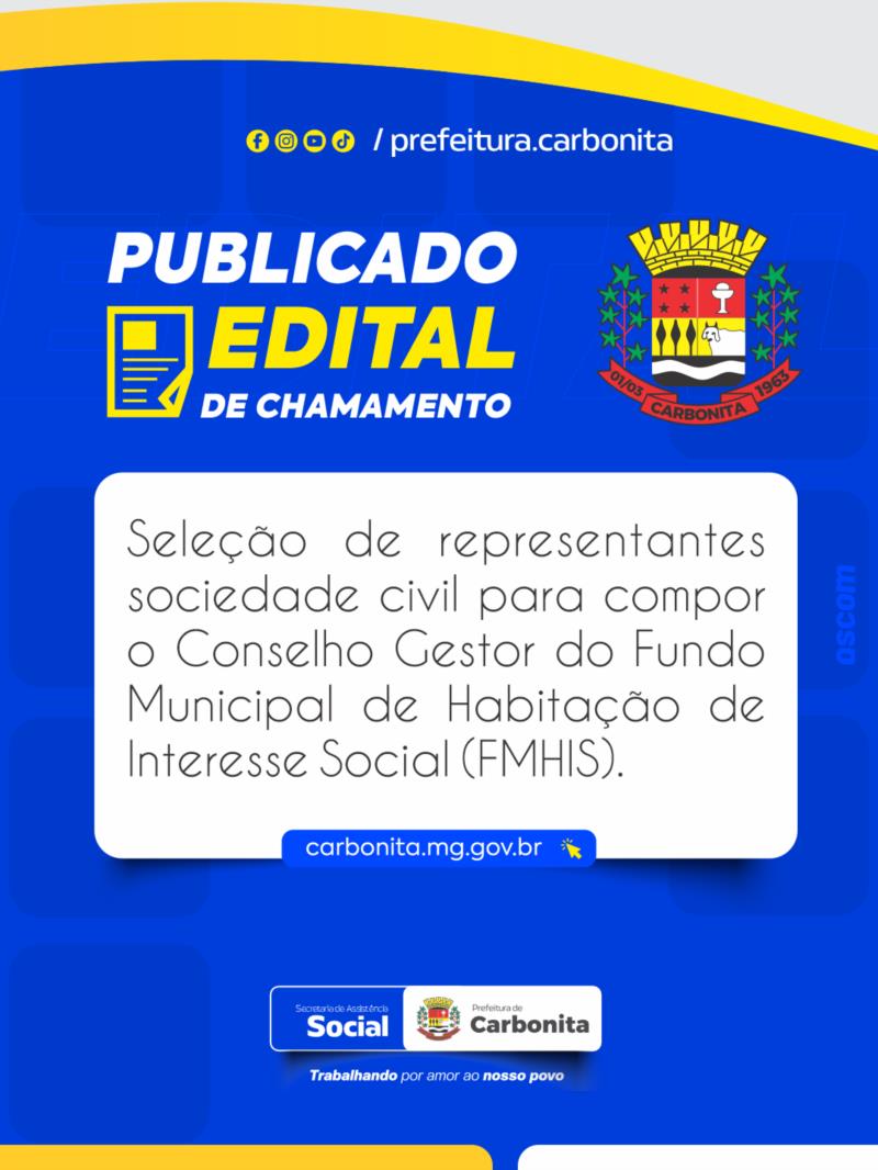 Edital de chamamento para o Conselho gestor de Habitação