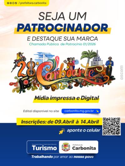 Chamada Pública 01/2026 para patrocinio do 28º Carboarte