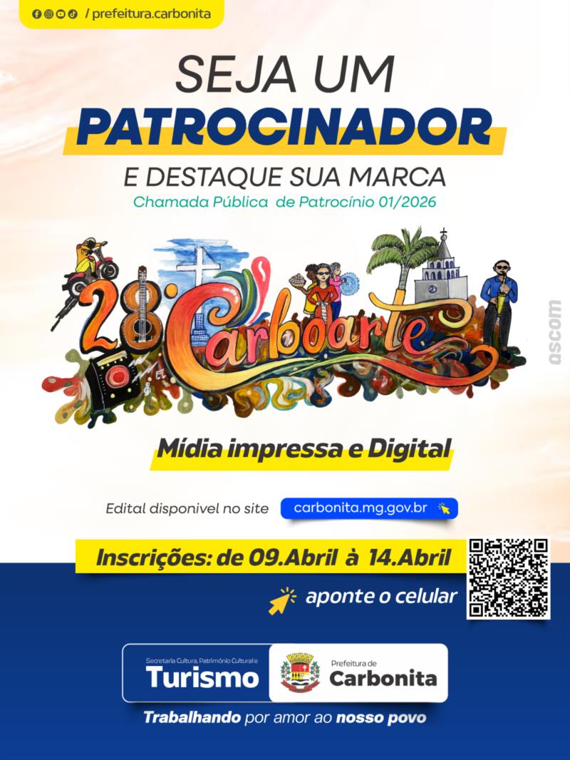 Chamada Pública 01/2026 para patrocinio do 28º Carboarte 