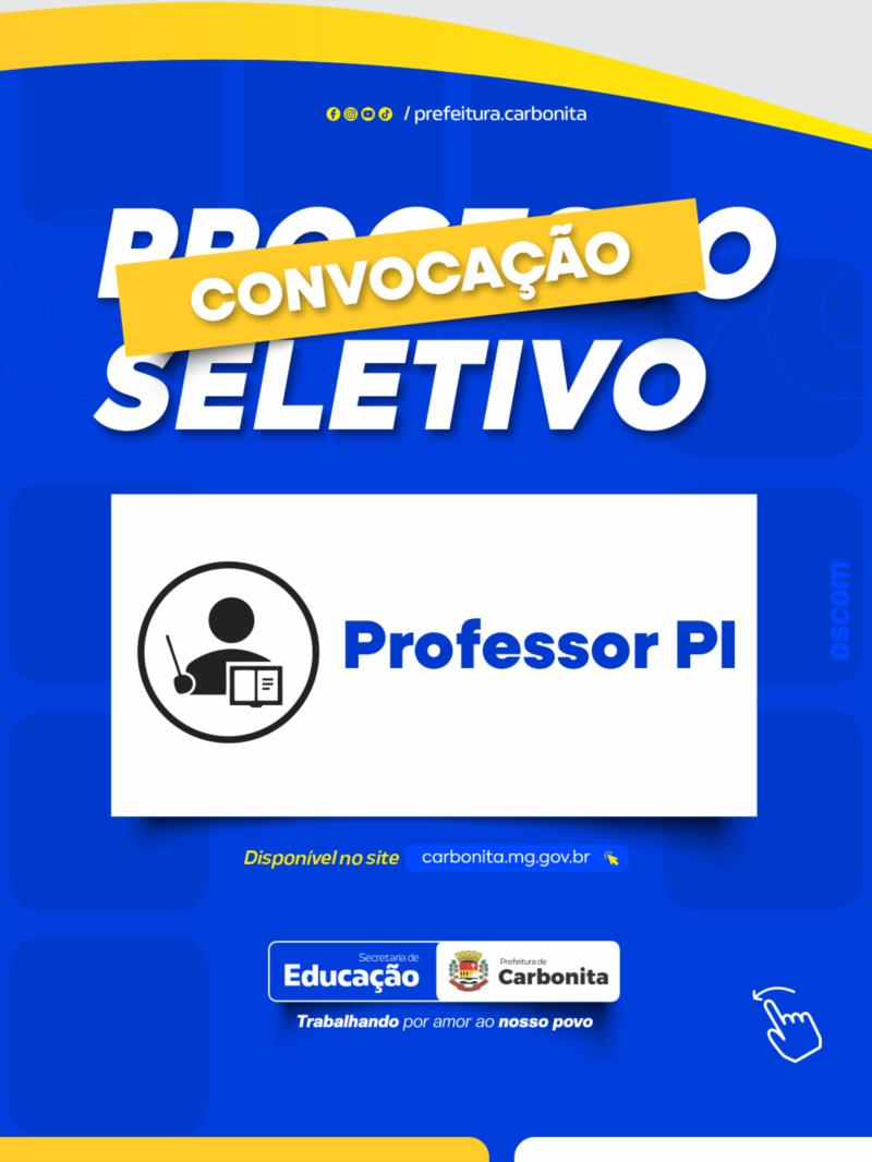 CONVOCAÇÃO: Professor PI (Processo Seletivo 01/2026)