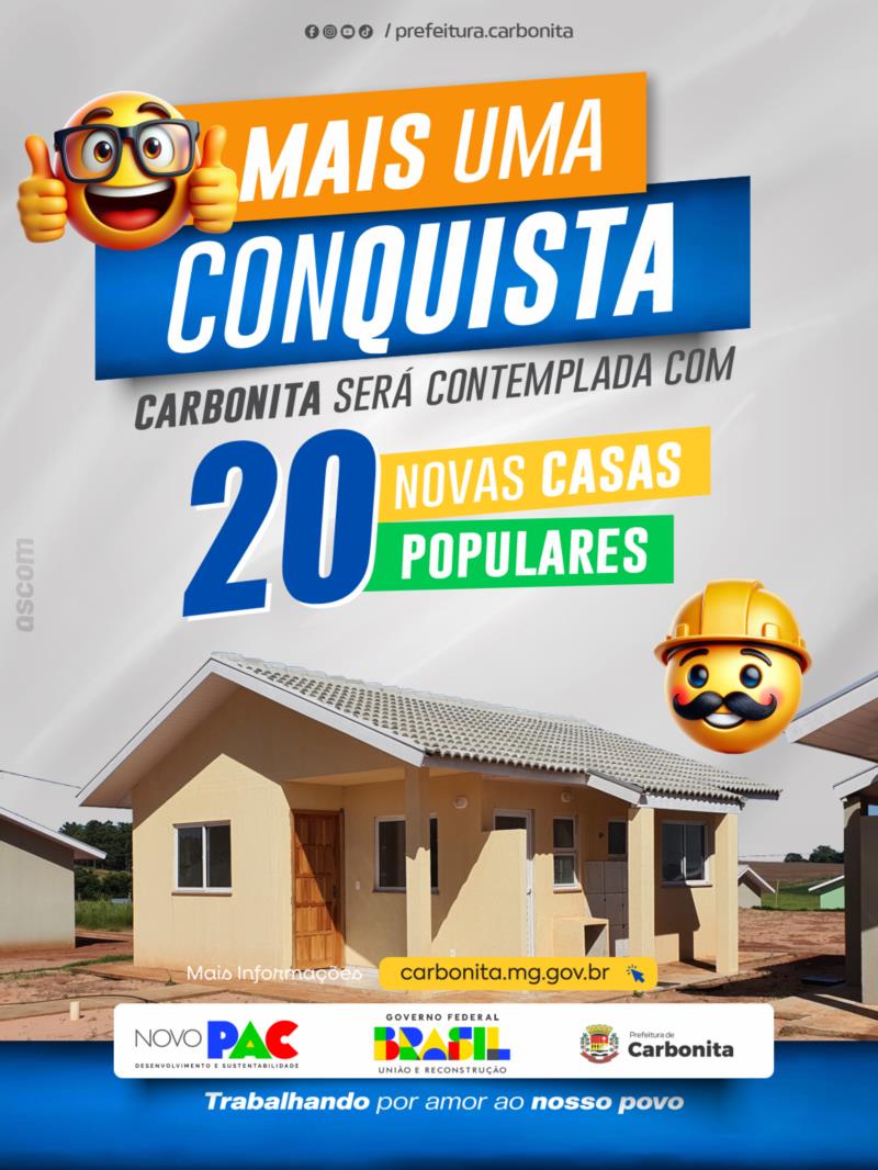 Carbonitá recebe 20 novas casas populares
