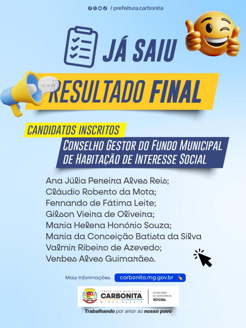 Resultado final dos inscritos no FMHIS