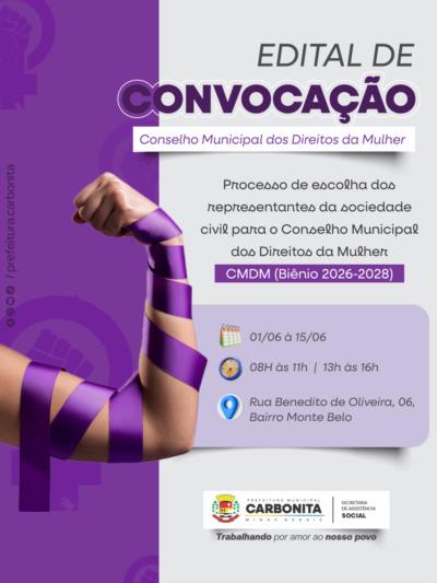 Edital de Convocação para o Conselho Mun. dos Direitos da Mulher